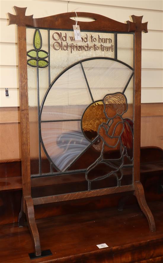 An Arts & Crafts stained glass firescreen H.94cm